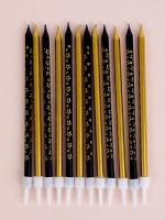 Свечи для торта «Звёздочки», 12 шт., золотой и чёрный