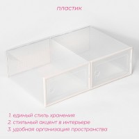 Коробка для хранения обуви с дверцей Доляна Middle size, 24×33×14 см, 2 шт.