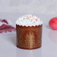 Форма бумажная для кекса, маффинов и кулича "Собор золотой" 70 х 60 мм