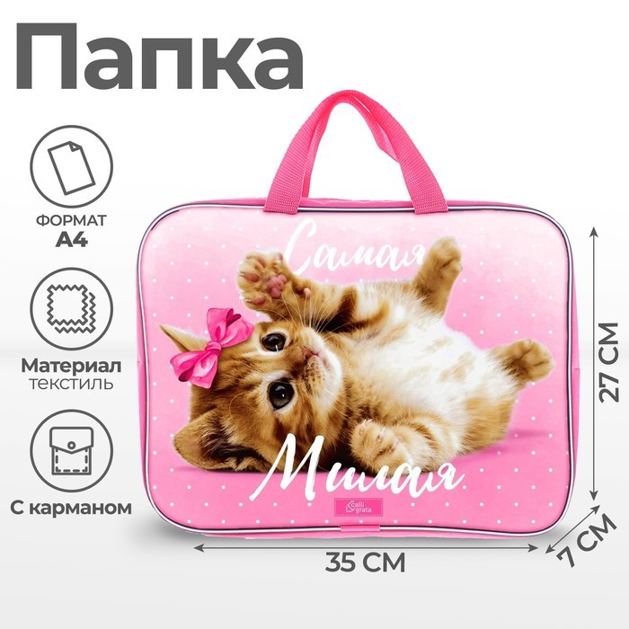 Папка для труда, А4, текстильная, 35×27×7 см «Самая милая»