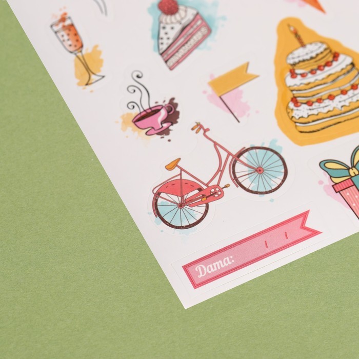 Бумажные наклейки «Долгожданный День рождения», 11 х 16 см