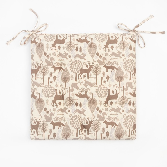 Сидушка на стул Доляна Forest dwellers 42х42 см, 100% хлопок, рогожка 164 г/м2