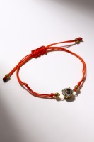 Браслет «Антистресс» на нити, лев, красный в золоте, d=6 см