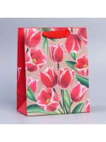 Пакет подарочный крафтовый, упаковка, «8 марта», MS 23×18×10 см