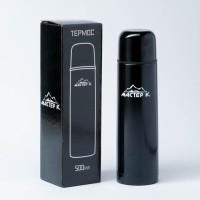 Термос гильза Мастер К, 500 мл, 25×7 см, с кружкой, сохраняет тепло 24 ч, нержавеющая сталь, чёрный