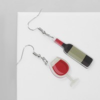 Серьги акриловые «Вино» и бокал, цветные