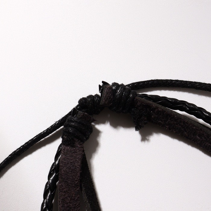 Браслет кожа «Хиппи» стрекозка, коричневый, d=6 см