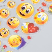 Наклейка пластик объёмные "Смайлы" 14,5х22 см