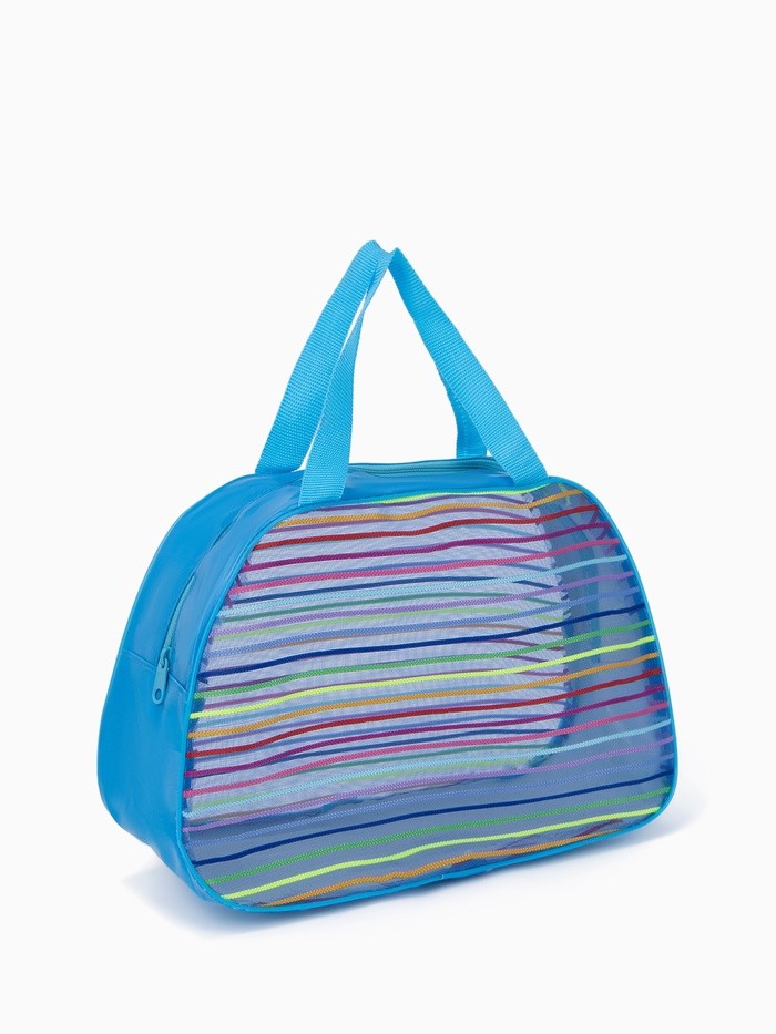 Косметичка-сумка на молнии в сетку, большая, с ручками, с рисунком «Горизонтальные полосы», МИКС