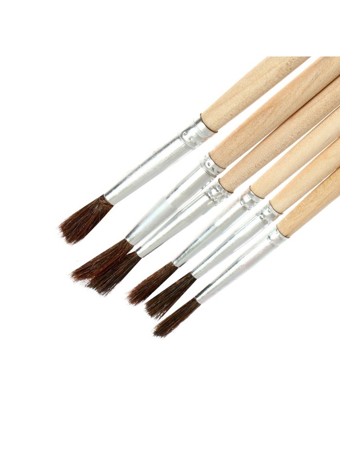 Набор кистей для рисования, белка, 6 штук: № 1, 2, 3, 4, 5, 6, Calligrata, круглые, деревянная ручка, международный размер