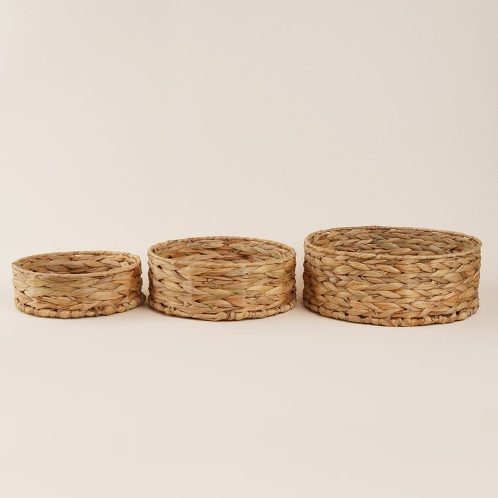 Корзины для хранения SL Home, плетёные, ручной работы, 3 шт.: 21×21×7 см, 25×25×10 см, 29×29×11 см