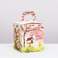 Коробка подарочная пасхальная с окном «Пасхальная корзина» 15×15×18 см