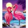 Алмазная мозаика с частичным заполнением на холсте «Фламинго на закате», 50 x 60 см