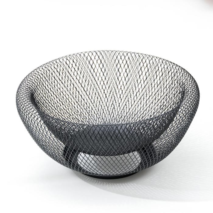 Ваза для фруктов Доляна Grid, 25×25×10 см, цвет чёрный