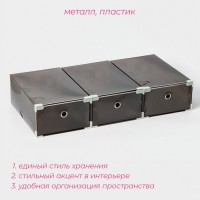 Коробка для обуви Доляна Large size, выдвижная, 22×34×13 см, чёрная