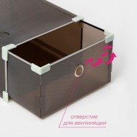 Коробка для обуви Доляна Large size, выдвижная, 22×34×13 см, чёрная