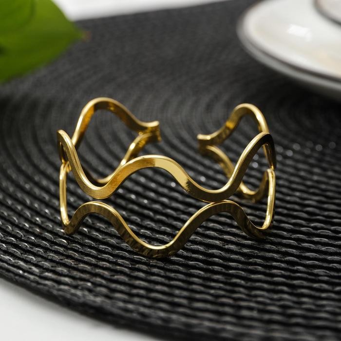 Кольцо для салфетки «Две линии», 5,5×5,5×2,5 см, цвет золотой