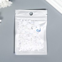 Декор для творчества пластик "Половинки бусин. Белый перламутр" d=3-10 мм, набор 10 гр