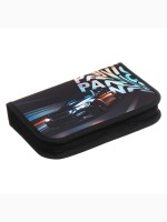 Пенал 1 секция 140 х 210 х 40 мм, откидной карман и косметичка, тканевый, Calligrata TOP Content "Тачка panic"