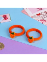 Резинка для волос «Летнее настроение», набор 2 шт., клубничка, 3.5 см, оранжевая