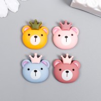 Декор для творчества пластик "Мишка с короной" МИКС 2х2 см