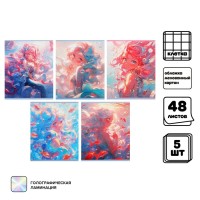 Набор тетрадей 48 листов в клетку, Calligrata «Подводная сказка», обложка мелованный картон, 5 шт.