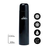 Термос, Гильза «Мастер К», 1 л, с кружкой, сохраняет тепло 24 ч, чёрный, нержавеющая сталь