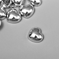 Декор для творчества пластик "Сердца" серебро набор 30 шт 1х1 см