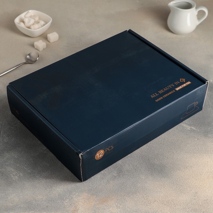 Набор кофейный «Мейси», 12 предметов: 6 чашек 100 мл, 6 блюдец 11 см, цвет белый