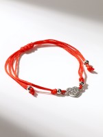 Браслет-оберег «Красная нить» Your daily life сердечко, белый в серебре, 7 см