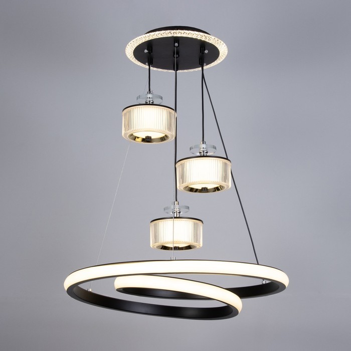 Светильник с ПДУ "Римини" LED 96Вт 3000-6000К черный 50х50х14-114 см