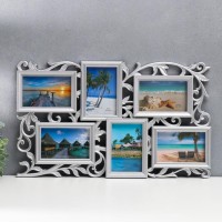 Фоторамка пластик на 6 фото 10х15 см "Вьюн" белая 55х33 см