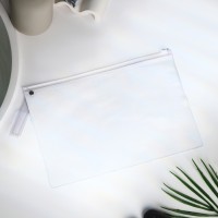 Косметичка для бассейна с застёжкая зип-лок, большая, принт «Тропики», прозрачная/зелёная