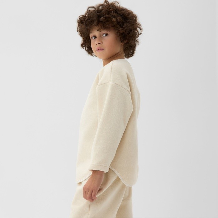 Свитшот флисовый детский MINAKU: Fleece Soft, бежевый, рост 140 см