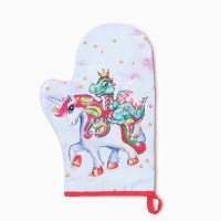 Набор кухонный "Дракон и единорожка": варежка 20х28 см, прихватка 17х17 см, 35% хл, 65% пэ, вати