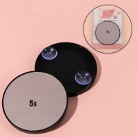 Зеркало макияжное, увеличение × 5, на присосках, d 9 см, цвет чёрный