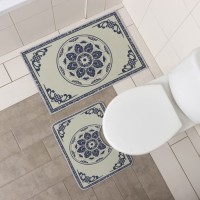 Набор ковриков для ванной и туалета Доляна «Адиса», 2 шт., 50×80 см, 40×50 см, серый