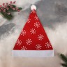 Колпак новогодний "Снежинки" 40х27 см, красный