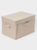 Короб стеллажный с крышкой LaDо́m, 38×26×24 см, бежевый, материал батист