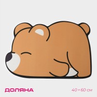 Коврик для дома Доляна «Мишка», 40×60 см, бежевый