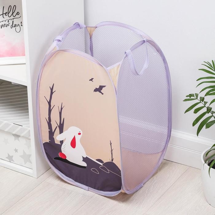 Корзина для игрушек Доляна «Зайка», складная, 32×32×52 см, коричневая