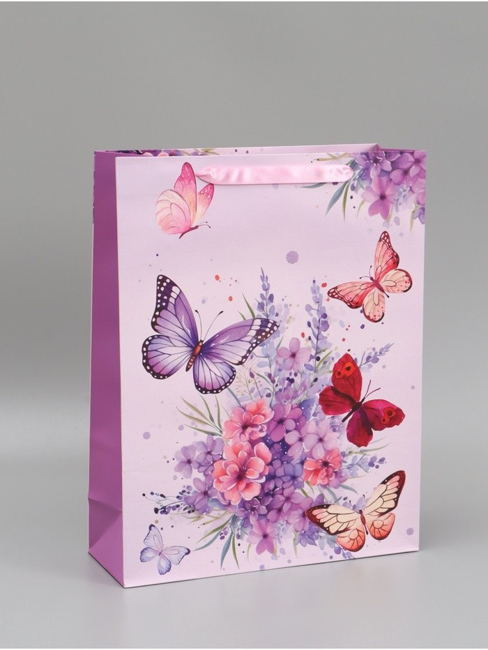 Пакет ламинированный «Порхающие бабочки», 31×40×11.5 см