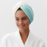 Чалма для сушки волос Этель «Двухцветная», цв.голубой/молочный, 65*25 см, 100% п/э
