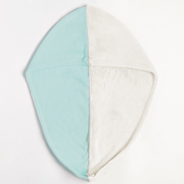 Чалма для сушки волос Этель «Двухцветная», цв.голубой/молочный, 65*25 см, 100% п/э