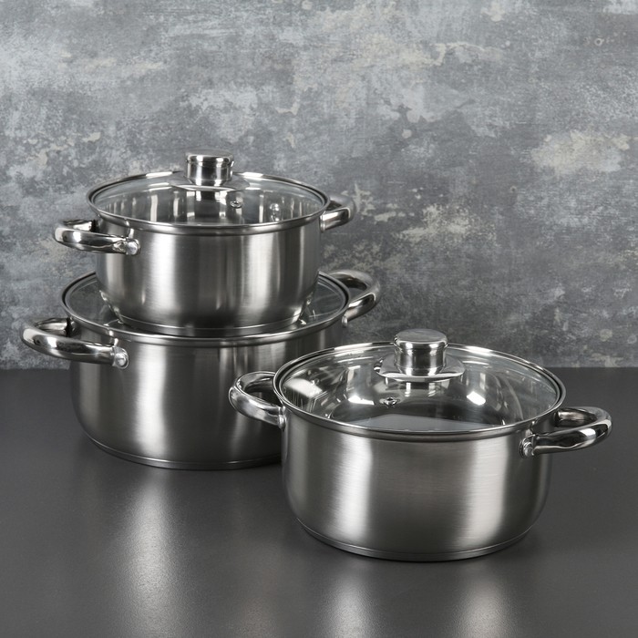 Набор кастрюль Доляна «Гретте», 3 предмета: 2,3 л, 3,2 л, 4,2 л