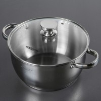 Кастрюля «Антея», 5 л, d=24 см, капсульное дно, стеклянная крышка