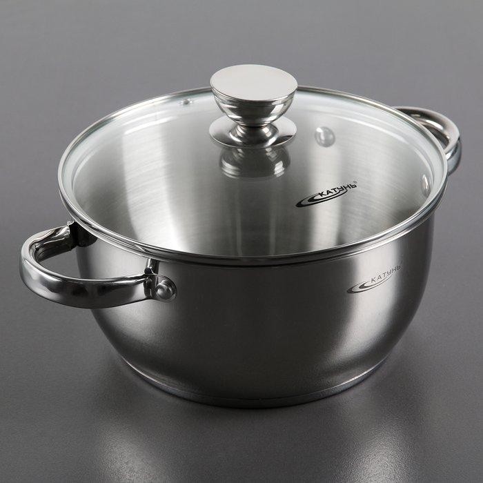 Кастрюля «Антея», 5 л, d=24 см, капсульное дно, стеклянная крышка