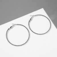 Серьги кольца плетёные QF «Крученый», d=5.5 см, цвет серебро