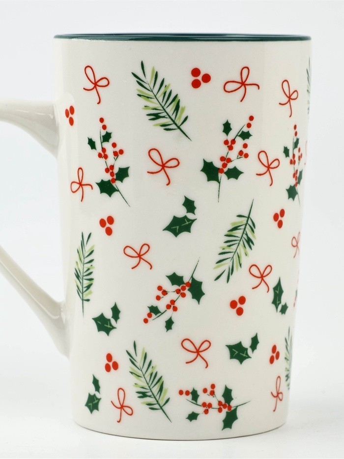 Кружка новогодняя керамическая «Зимние узоры», 385 мл, ручная работа
