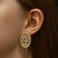 Серьги с жемчугом «Ажур» грациозная, цвет белый в золоте